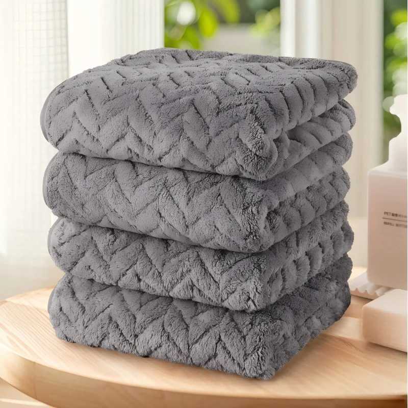 Solid Color Towel Set of 4pcs Ultra Soft Highly Absorbent 4 Color Options Perfect for Bathroom Kitchen and Daily Home Use L251202