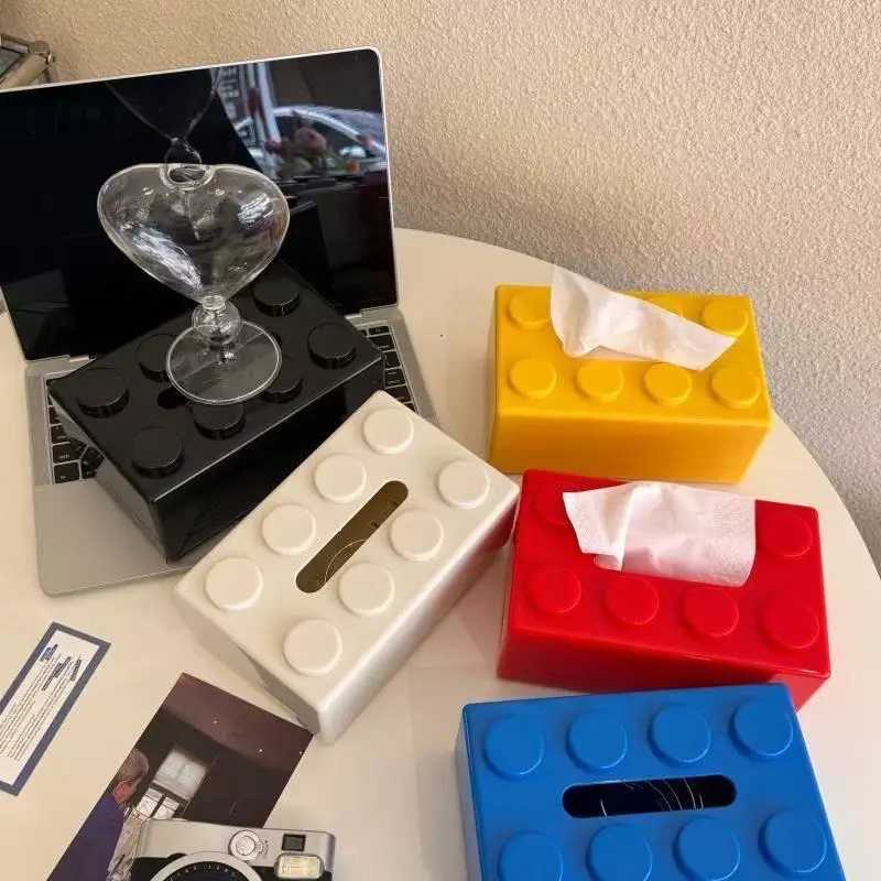 Miniso Creative Inimalist Desktop Building Blocks Tissue Boxes Living Ro Coffee Desktop Decoration Paper Boxes Storage Boxes H251201