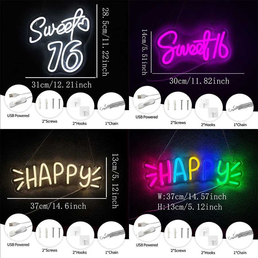 Birthday Led Neon Sign Colorful Letter Icon Used For Bedroom Living Room Birthday Party Background Decor And Birthday Gifts H251201