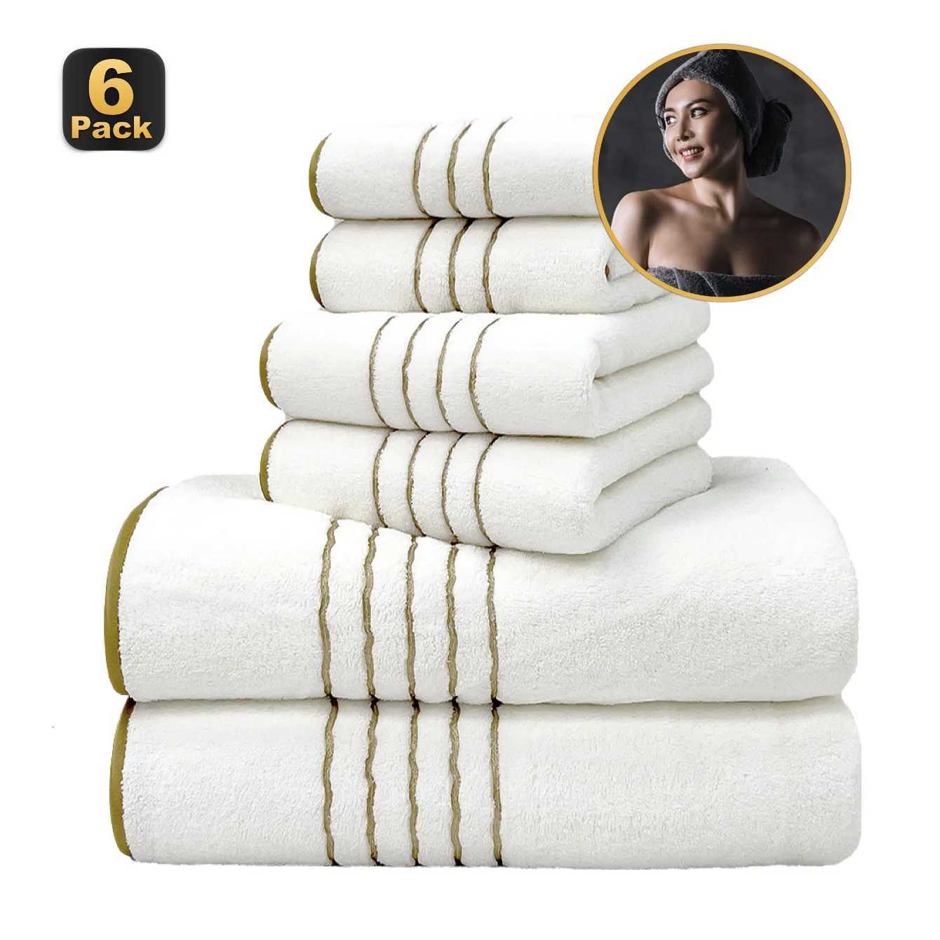 6 Pcs Super Soft Towel Set 2 Bathtowels 2 Hand Towels 2 Washcloths Quick Drying Highly Absorbent Towel for Household Couples Y251202