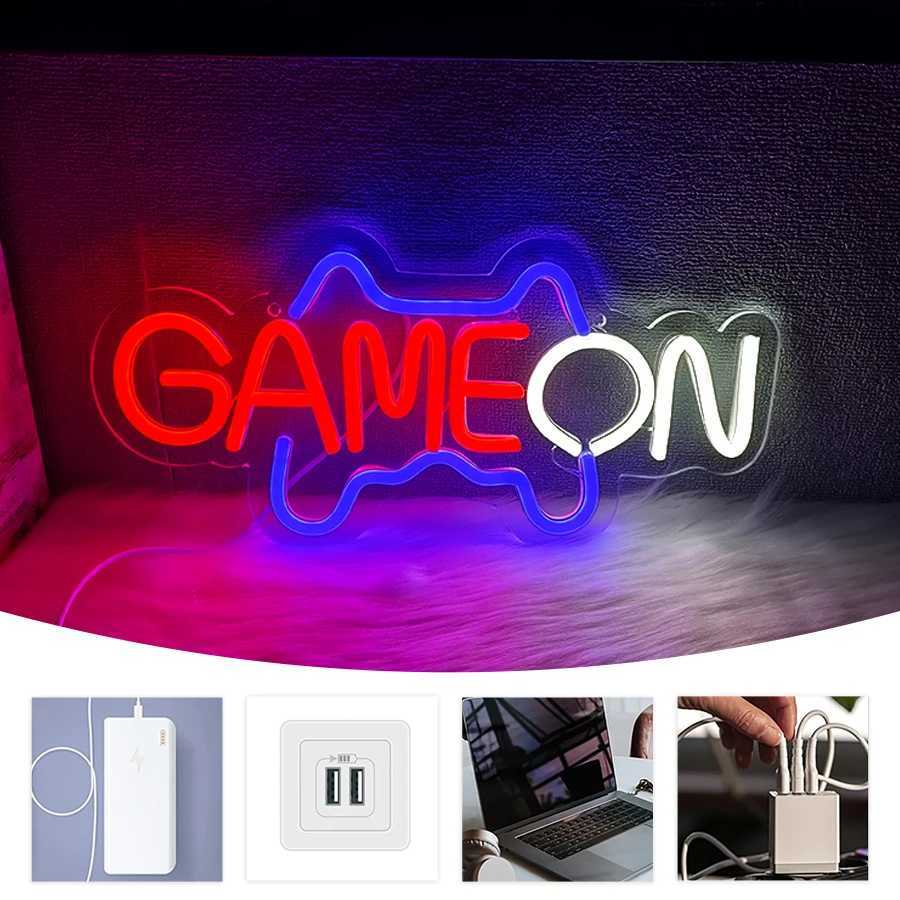 Game On Neon Sign Gamepad Icon Usb Powered Used For Bedroom Game Room Club Man Cave Decor Birthday Gift For Friends H251201