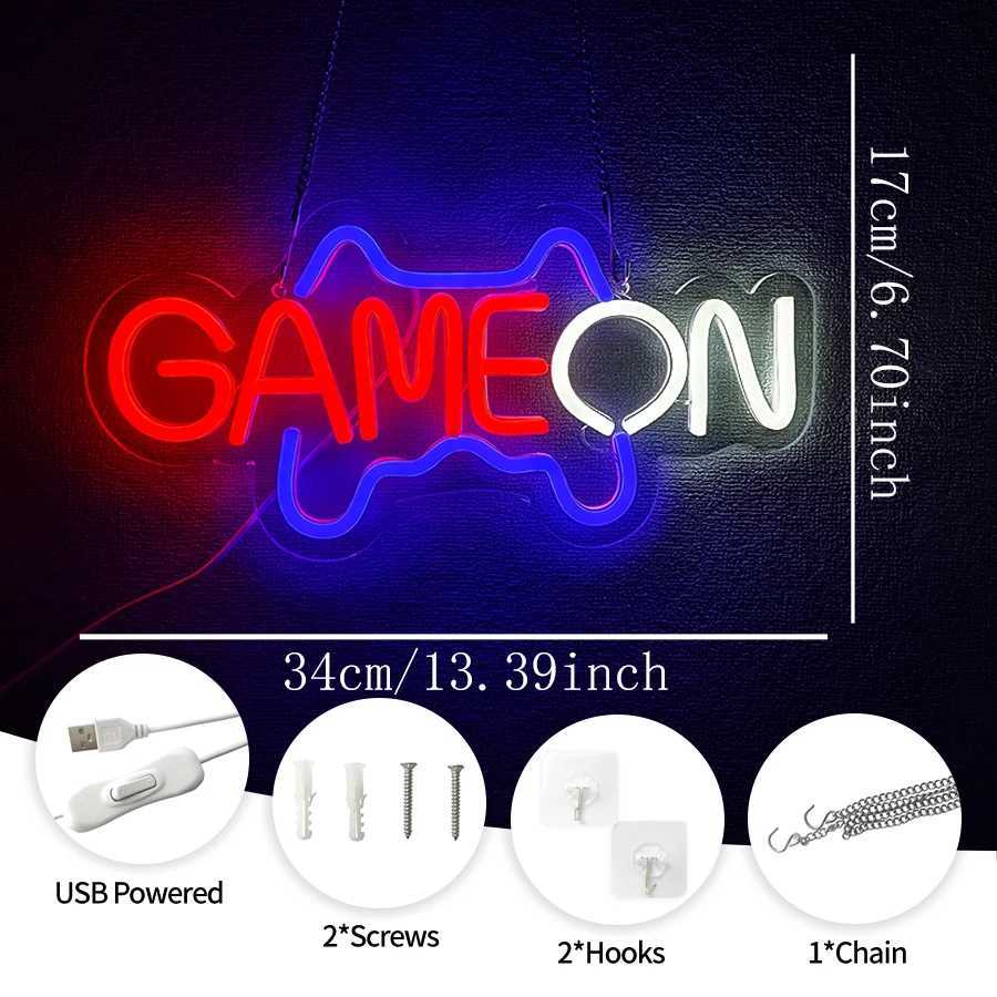 Game On Neon Sign Gamepad Icon Usb Powered Used For Bedroom Game Room Club Man Cave Decor Birthday Gift For Friends H251201