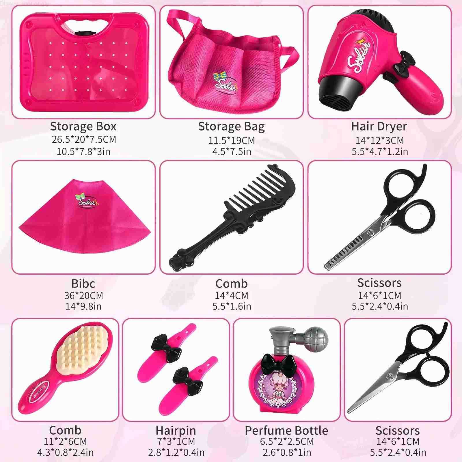 Disney Pretend Play Girls Beauty Salon Toy Set with Hair DryerBarber Apron and Styling Accessories - Perfect for Imaginative Play gift H251202