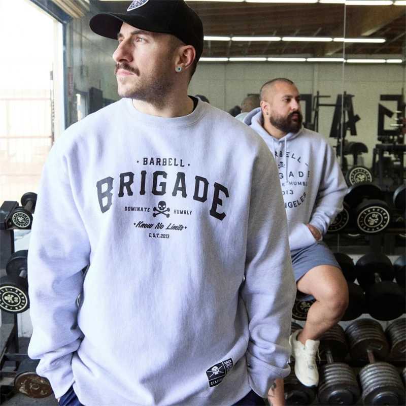 BARBELL BRIGADE Men Oversized Pullover Sports Hoodies Sweatshirts Men O Neck Long Sleeve Casual Sweatshirt Street Sportswear J251203