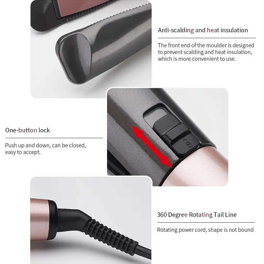 2025 New Hair Straightener Curler 2 in 1 Negative Ion Fast Heating Styling Iron Professional Flat Iron Curling Tool He Travel C251202