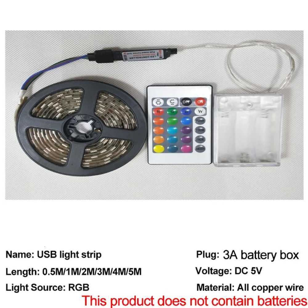 RGB led strip DC5V SMD5050 flexible strip DIY 3AA waterproof with remote control TV Background Lighting room computer Decoration H251201