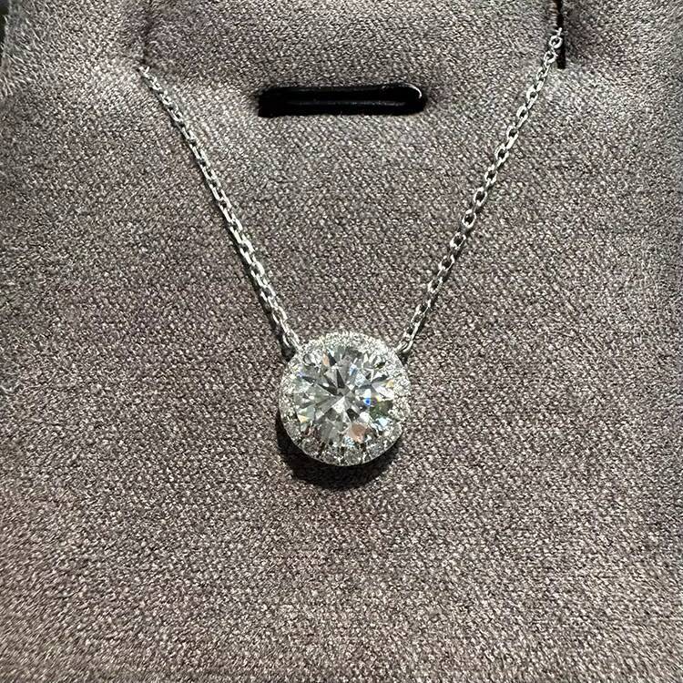 VOAINO IGI Certified Fine Jewelry DEF VVS VS CVD HPHT Round Cut Lab Diamond Pendant 10k 14k 18K Solid Gold Necklace