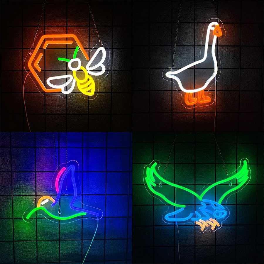 Animal Led Neon Sign Cartoon Icon Art Wall Lamp Usb Powered Used For Bedroom Home Club Game Room Office Bar Decor H251201