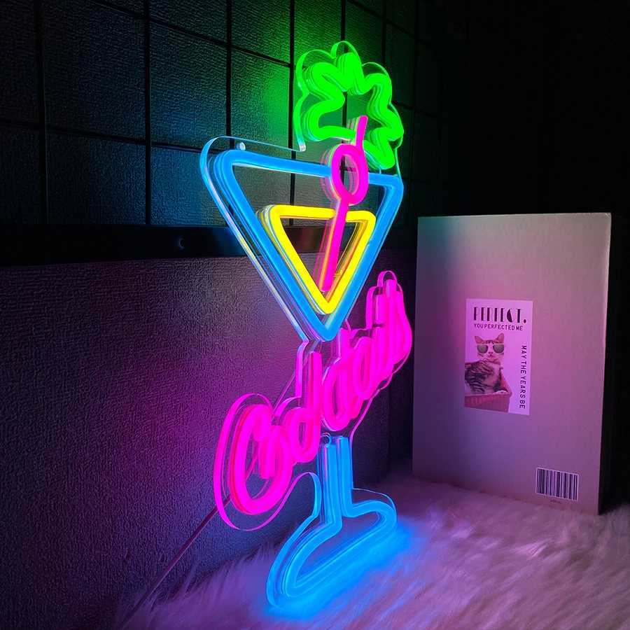 Cocktail Neon Sign Art Sign Business Light In Front Of Bar Usb Powered Used For Restaurant Club Party Man Cave Decor H251201