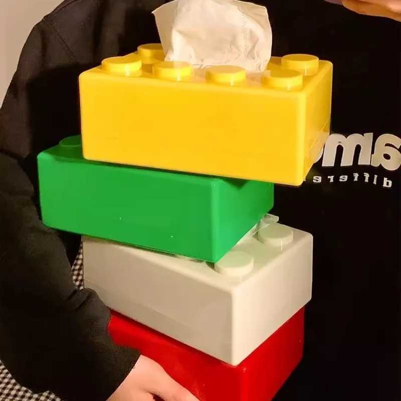 Vibrant Colorf Building Block Tissue Case Extra Large Capacity Coffee Table Paper Holder Fun Playf Bedro Tissue Box H251201
