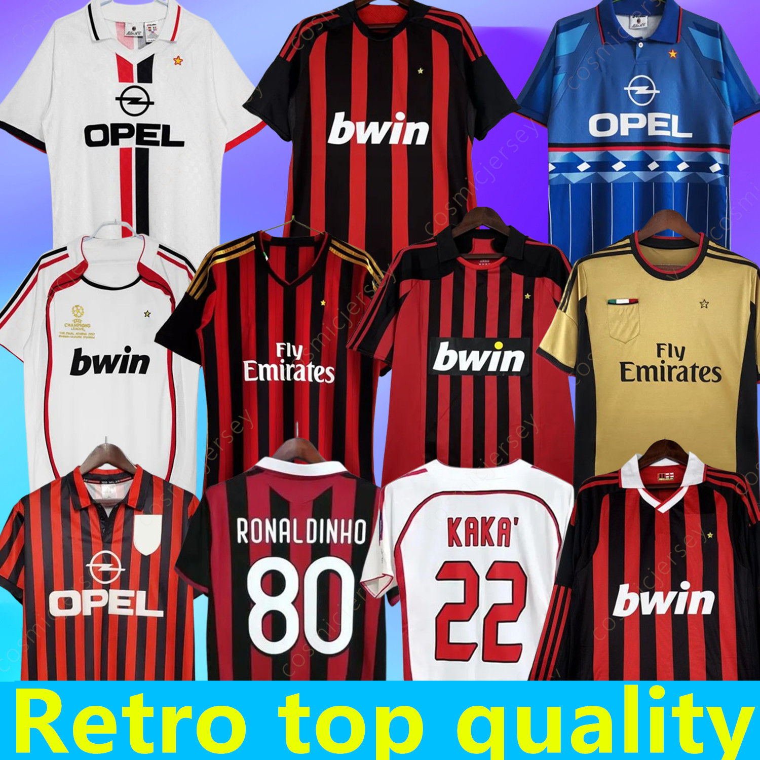 Retro soccer jerseys 95 96 02 03 04 05 06 07 09 10 11 12 13 14 KAKA IBRAHIMOVIC WEAH Maldini football shirts 2006 2007 2008 2009 2010 PIRLO BAGGIO RONALDINHO GULLIT jerseys