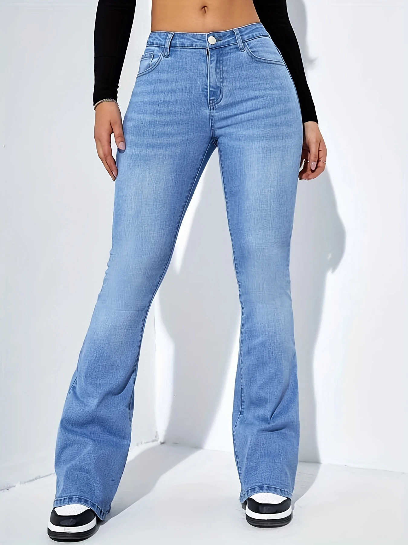 Womens jeans high waist stretch comfortable flared pants Denim pants 251201
