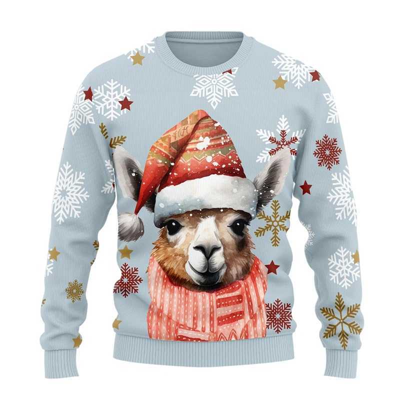 Kawaii Llama Ugly Christmas Sweater For Women Cute Alpaca Girls Tracksuit Holiday Sweatshirts Casual Unisex Sweaters Pullovers J251203