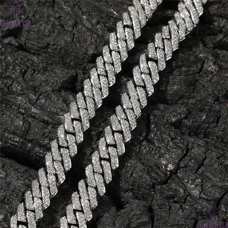 10mm copper cuban link chain mens necklace bracelet jewelry gold chain for man Hip Hop Diamond Iced Out Chains AAA Zirconia Silver Necklaces Woman Cho