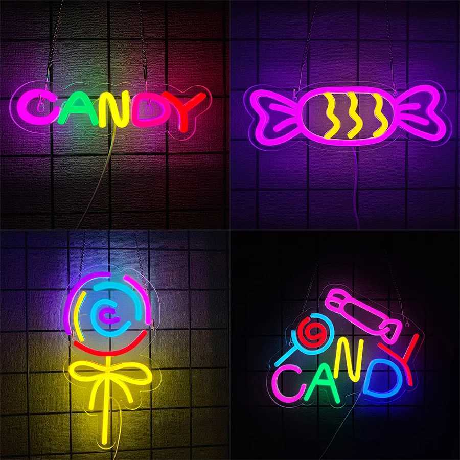 Candy Neon Signs Lollipop Led Icons Birthday Parties Teenagers Bedrooms Candy Shops Halloween Decor Girls Gifts H251201