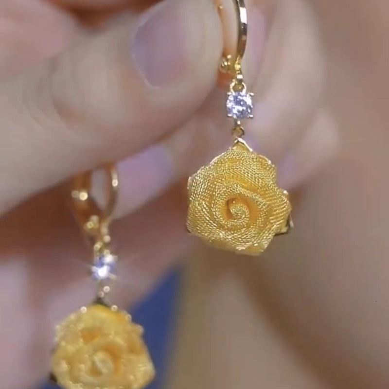 Cross-Border Flower Tassel Earrings Light Luxury High-End Sense luxury Of Temperament Buckle Niche Design Fashion free shipping designer Casual Ear Je