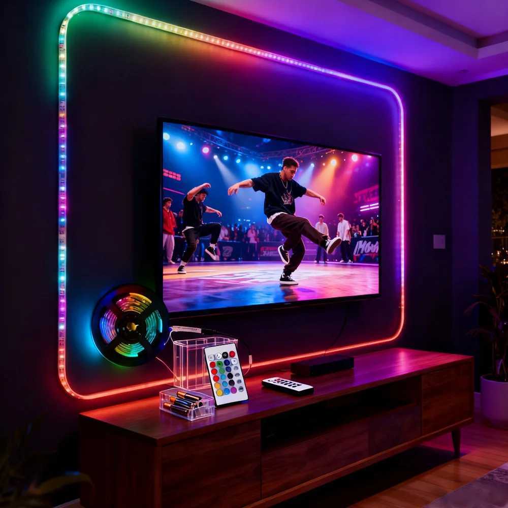 RGB led strip DC5V SMD5050 flexible strip DIY 3AA waterproof with remote control TV Background Lighting room computer Decoration H251201