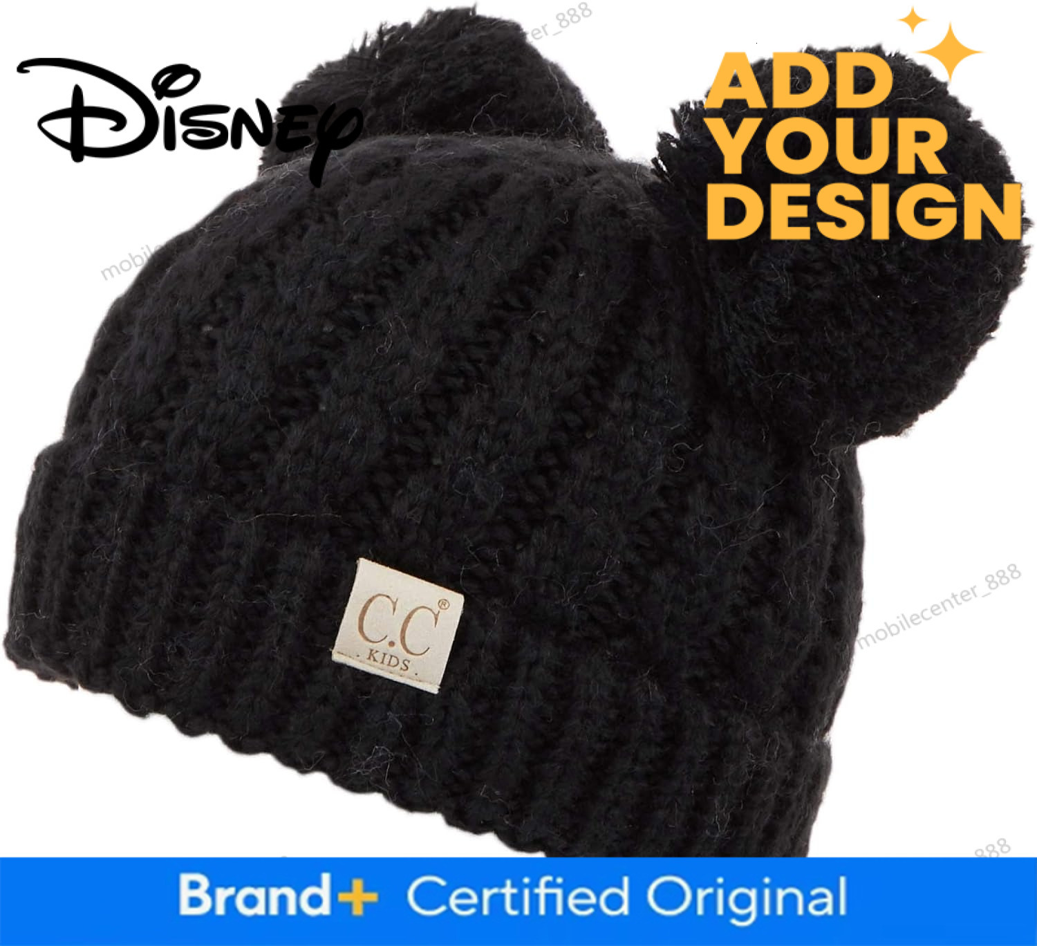 Disney mouse custom Exclusives Children Kid Double Pompom Knitted Beanie for Kids Ages 2-5 KID-23KID-24KIDS-2055