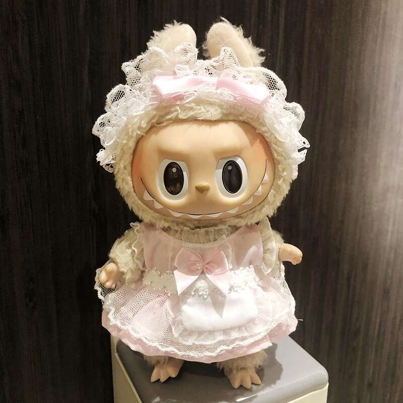 2025 Original Labubu Sitting Party Vinyl Plush Doll Pendant Keychain Clothes Dress-Up