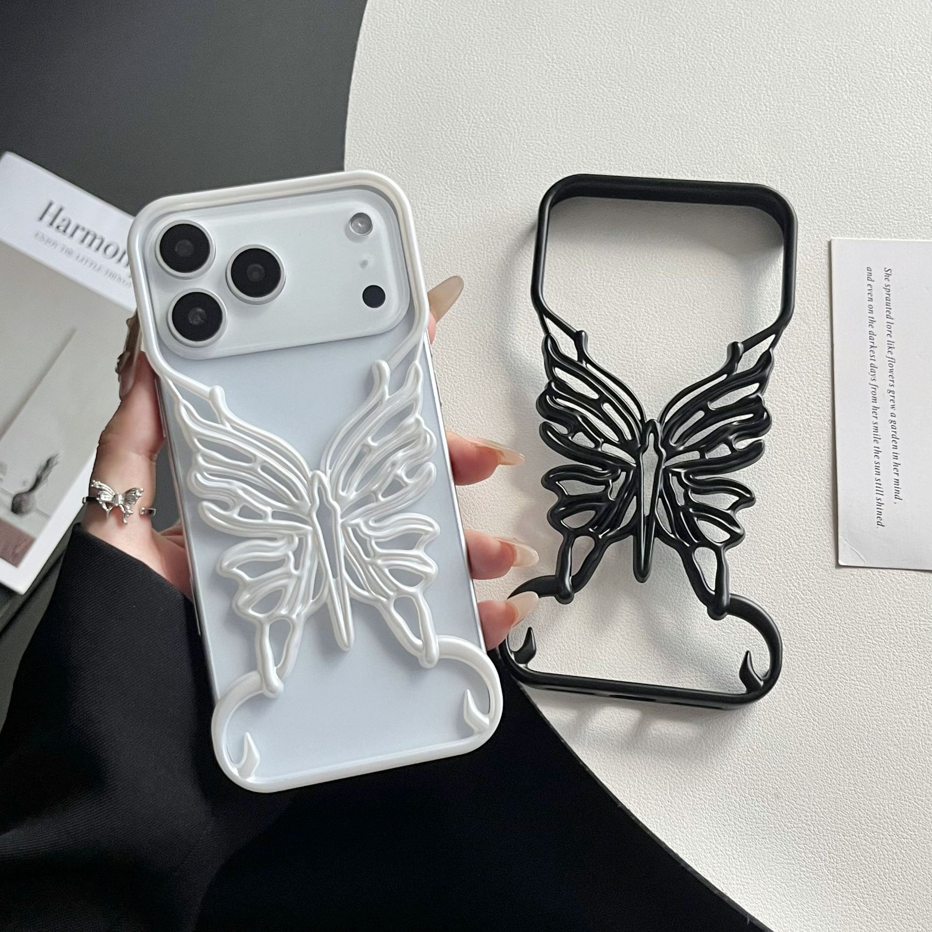 Borderless Hollow Butterfly Phone Case iPhone 17 Pro Max Compatible with Apple 16/15 Electroplated Hard Protective Case