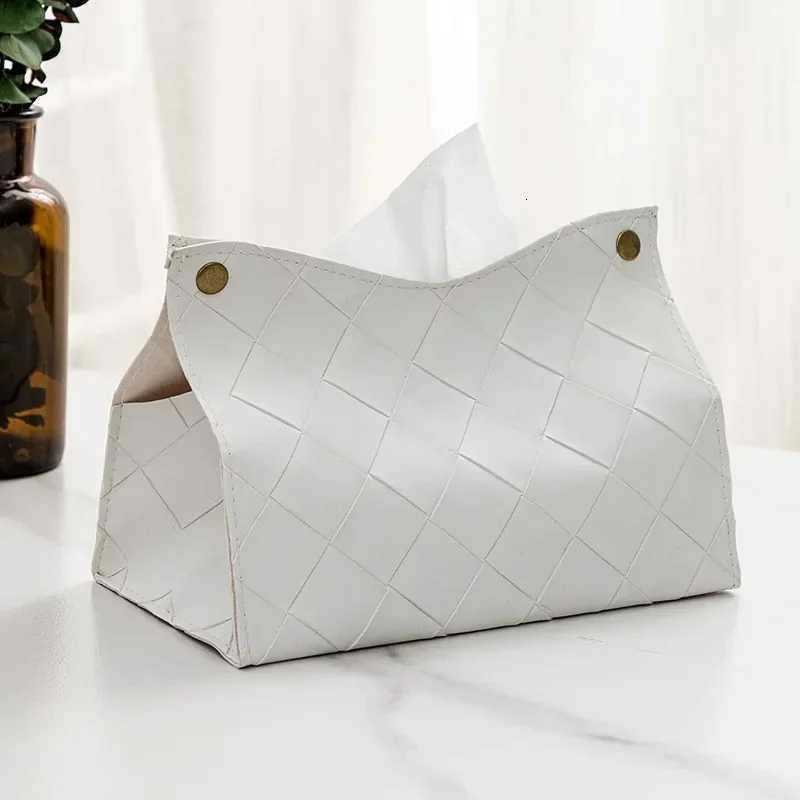 Living Ro Hotel Table Tissue Box Car Tissue Holder Cheap Wholes PU Leather Woven Plaid Tissue Box Nordic Modern H251201