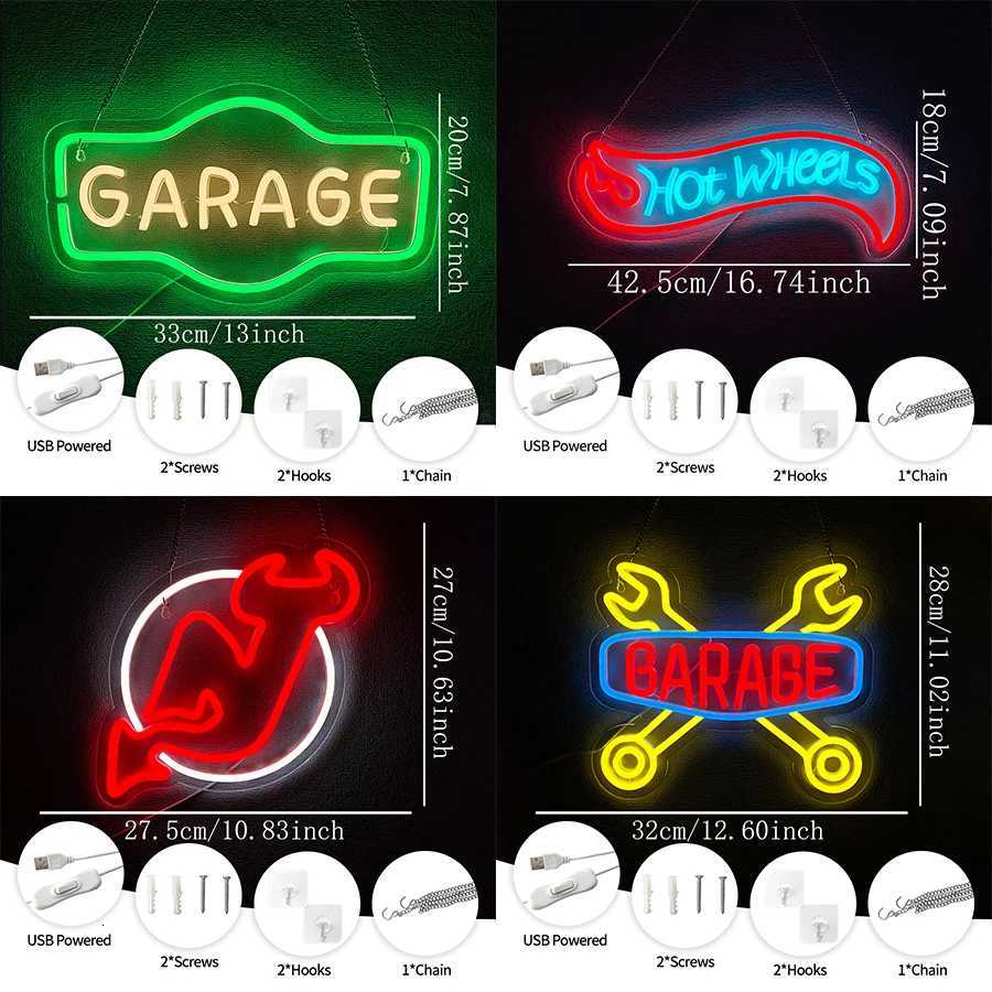 Garage Series Neon Signs Wrench Tool Icons Usb Powered Used For Car Repair Shops Parts Stores Clubs Bars Man Caves Decor H251201