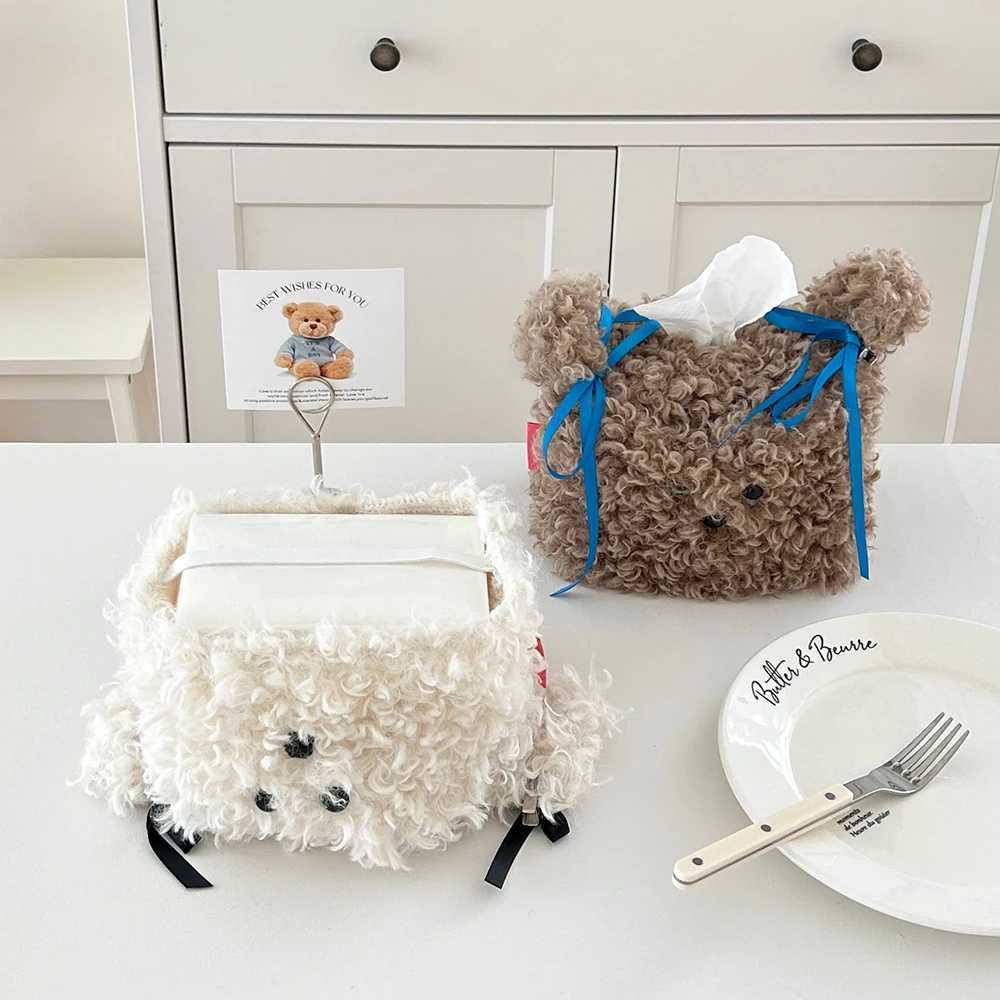 Cute Plush Dog Tissue Box Creative Paper Box Dormitory He Desktop Paper Drawer Set Living Ro Desktop Decoration H251201