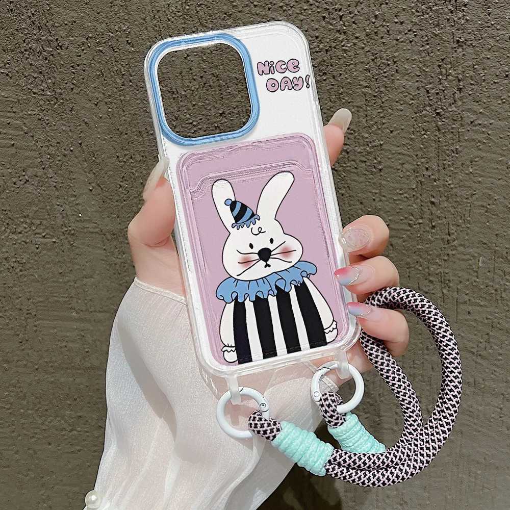 Cute Rabbit Wallet Card Phone Case for iPhone 15 Case iPhone 13 16 11 12 14 Pro Max XR X XS Max 7 8 15 Plus SE Soft Bumper Cover J251202
