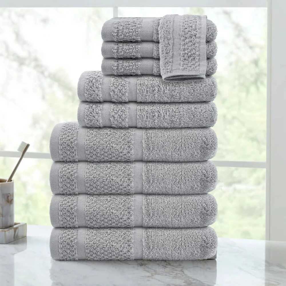 10 Piece Towel Set Soft Absorbent Cotton Quick Dry Bath Towels Hand Towels Washcloths Durable Fade Resistant Popcorn Texture Y251202