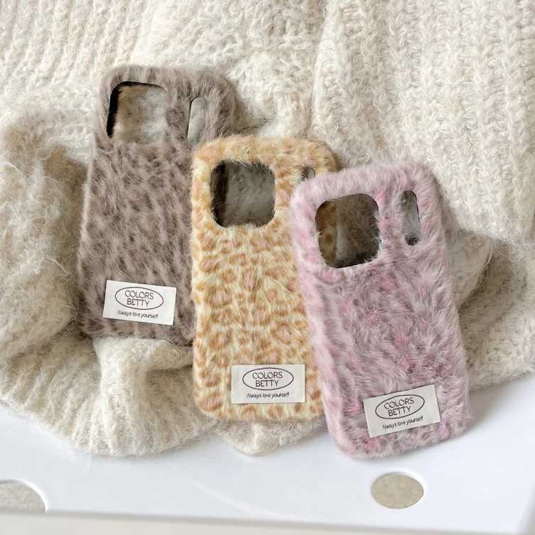 17 ProMax Fashion Leopard Print Plush Phone Case for iPhone 13 14 15 16 Pro Max 17 Pro INS Winter Embroidered Shockproof Cover J251202