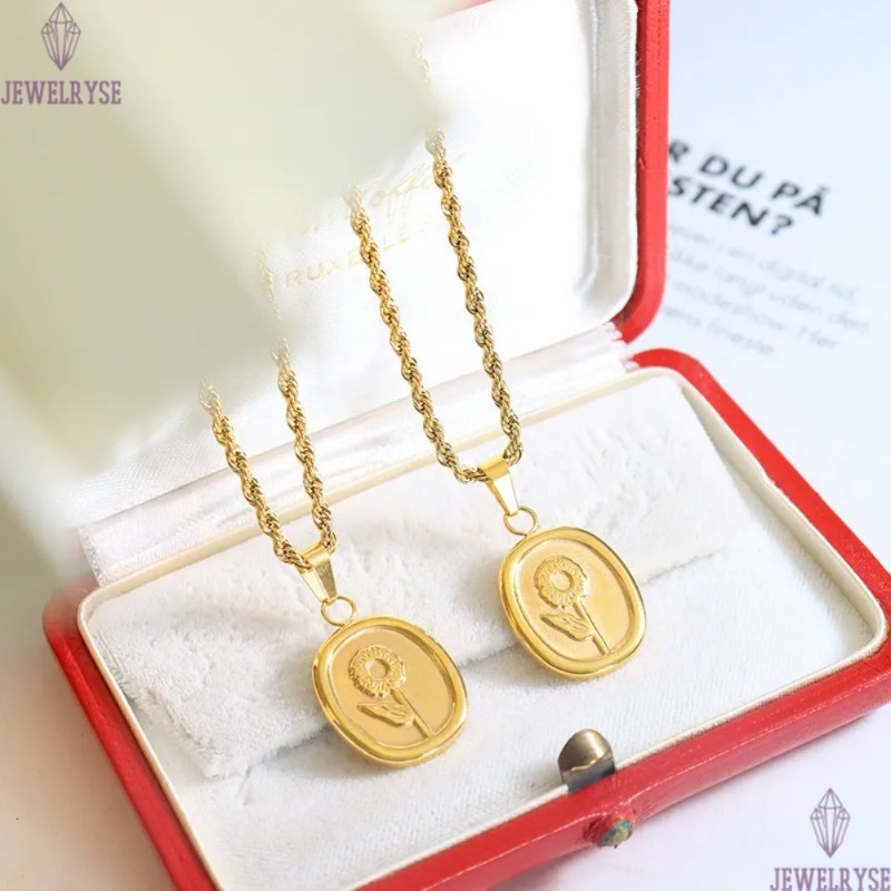 trendy stainless steel designer necklace for woman party home 18k gold chain flower pendant luxury necklaces school silver choker jewelry birthday fri