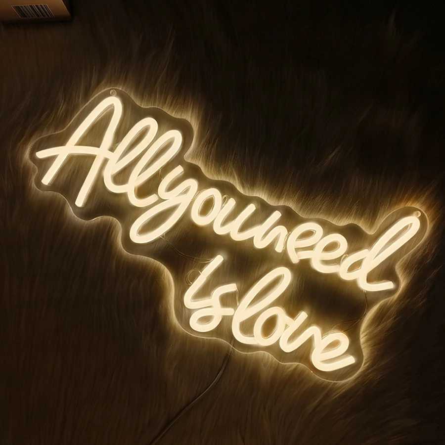 All You Need Is Love Neon Sign Warm White Led Letter Icon Usb Powered Used For Room Proposal Party Wedding Background Decor H251201