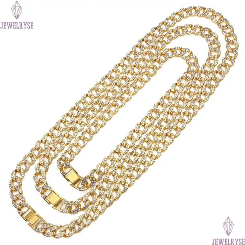 Hip Hop Iced Out Tennis Chain Mens 15mm Cuban Link Necklace Bracelet Diamond Designer Necklaces Jewelry For Women Party Gold Silver Bracelets Chains C