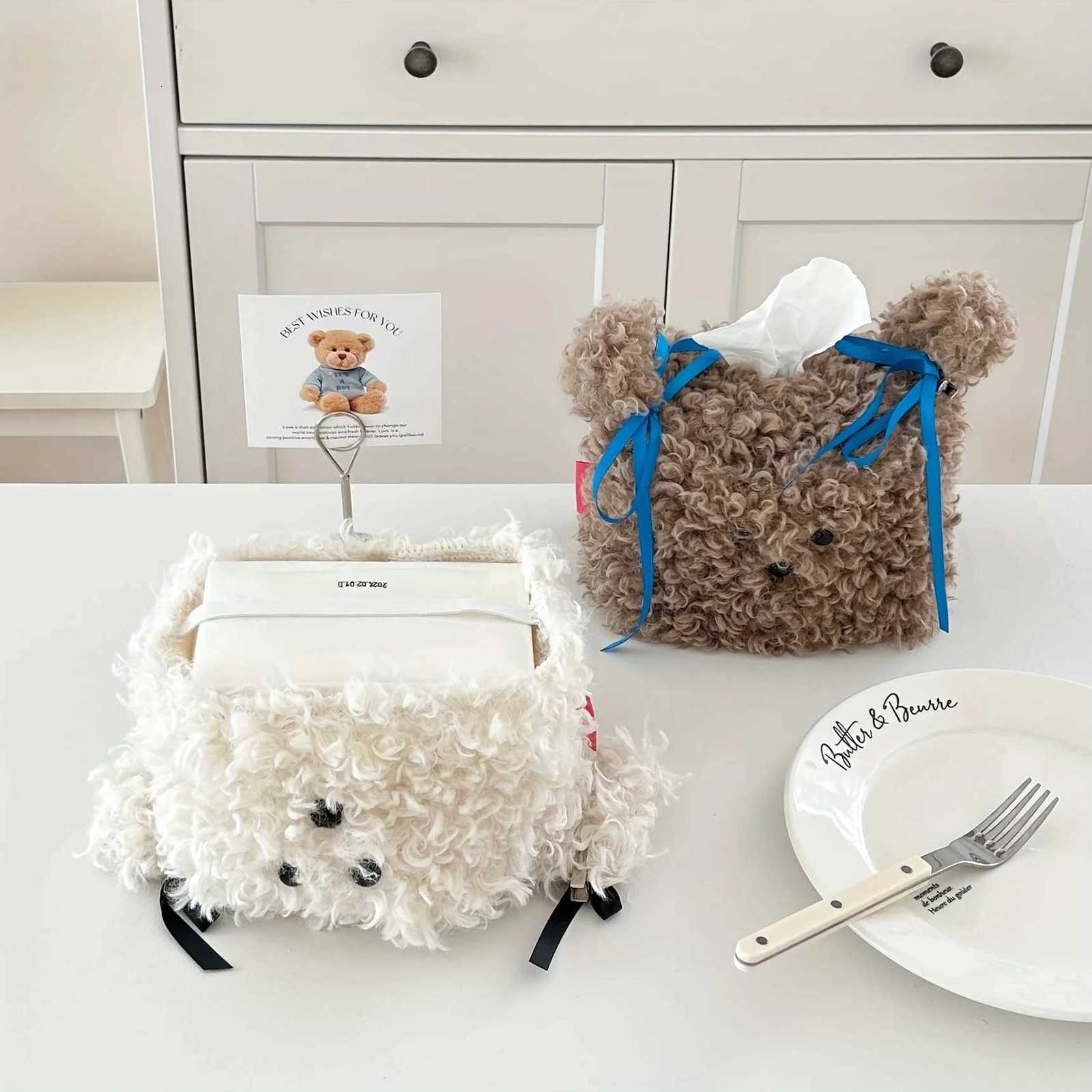 Plush Puppy Dog Tissue Box Cover Creative Square Napkin Dispenser Holder Decorative Tabletop Paper Tissue Case for He H251201