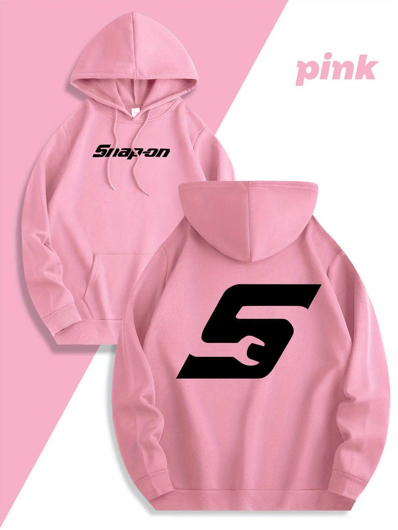 Red Snapon Hooded Sweatshirt Casual Long Sleeve Pullover100 Polyester Knit Fabric All-Season Warm Hoodie with Drawstring J251203