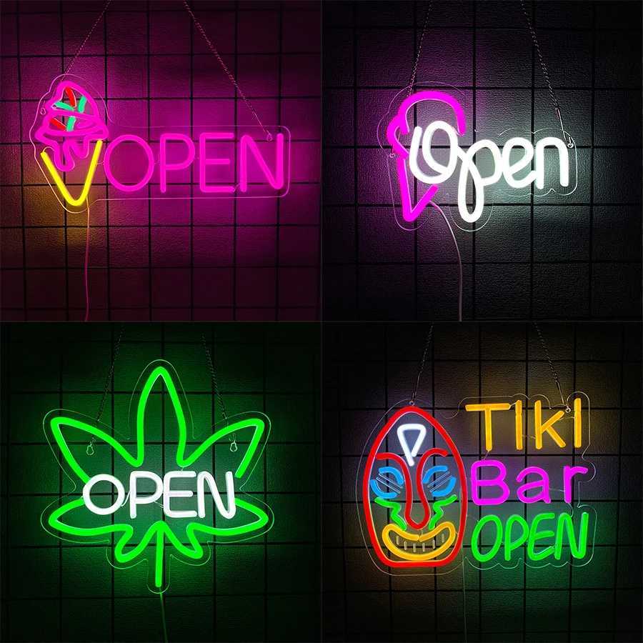 Open Neon Signs Ice Cream Icons Business Lights That Can Be Seen During The Day Or At Night Decor In Bars Shops And Cafes H251201