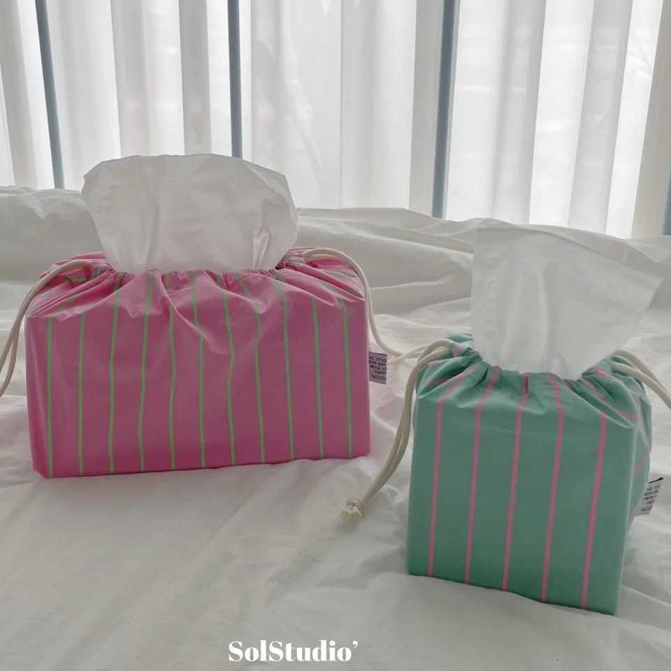 Ins Striped Tissue Box Korean Style Paper Box Dormitory Wens He Living Ro Car Paper Dispenser Decor Desktop Tissue Box H251201