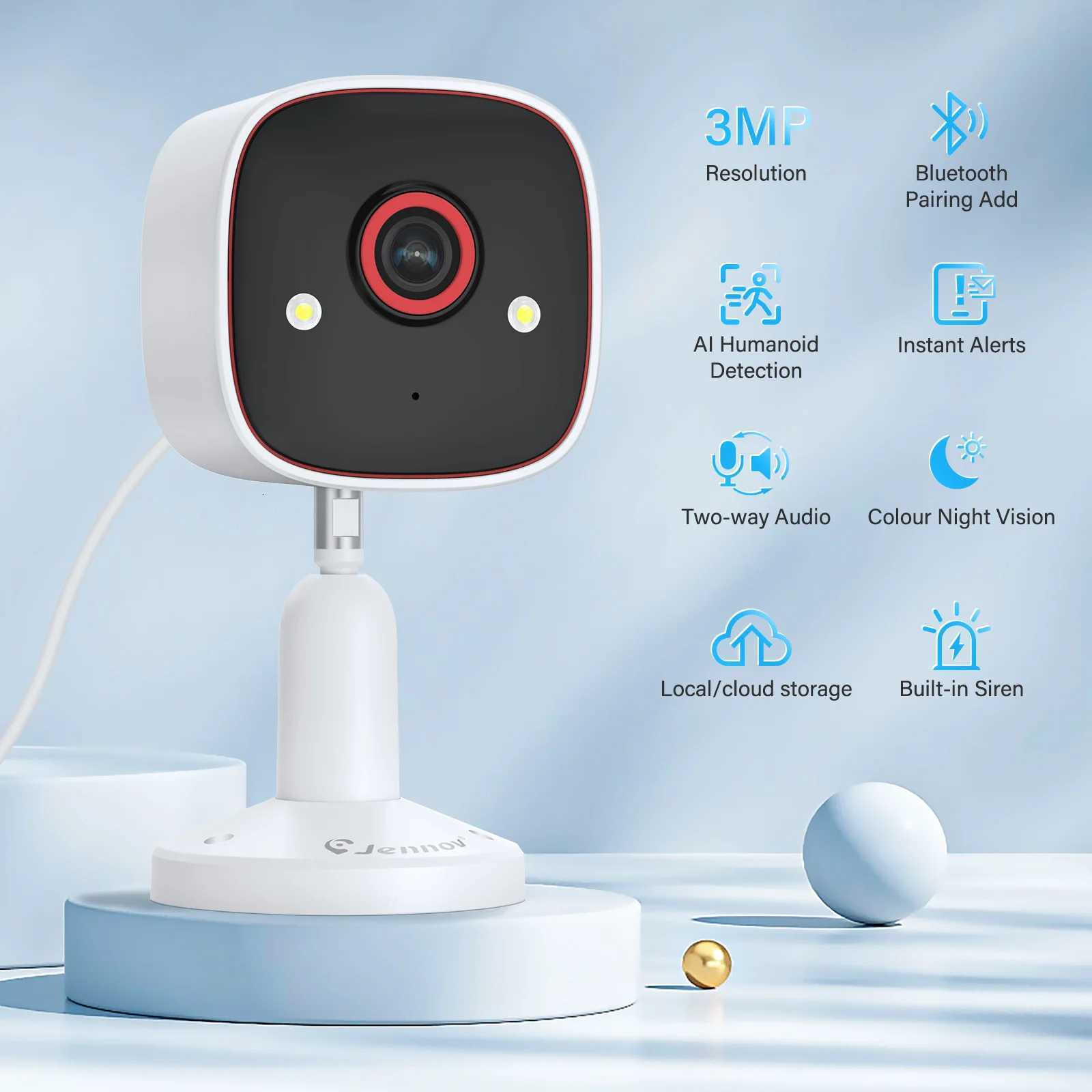 2K Indoor WiFi He Security Camera 2-Way Au Cloud SD Card Storage Ai Detection P HD Smart He Baby Monitor Pet Dog Cam C251202