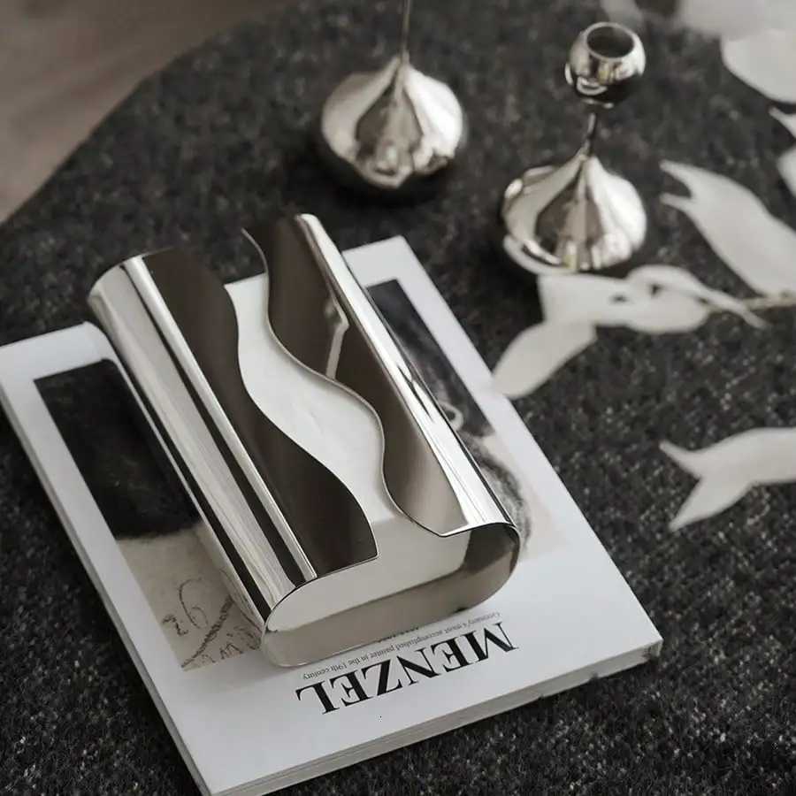 Nordic Stainless Tissue Case Mirror Napkin Holder Silvery Napkin Box Desktop Tissue Box Table Decoration Kitchen Accessories H251201