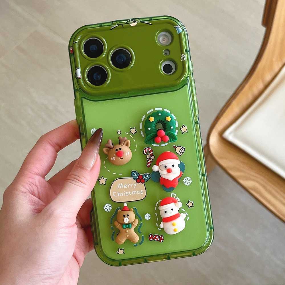 3D Christmas Lanyard Phone Holder Case for iPhone 17 16 15 14 13 12 11 Pro Max Plus Elk Santa Claus Shockproof Mirror Cover J251202