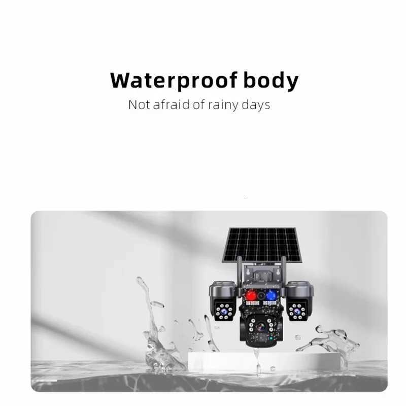 V380 WiFi Solar Camera Security Three Lens PTZ Wireless Surveillance Camera Intelligent Outdoor Solar Cameras PIR Detection C251202