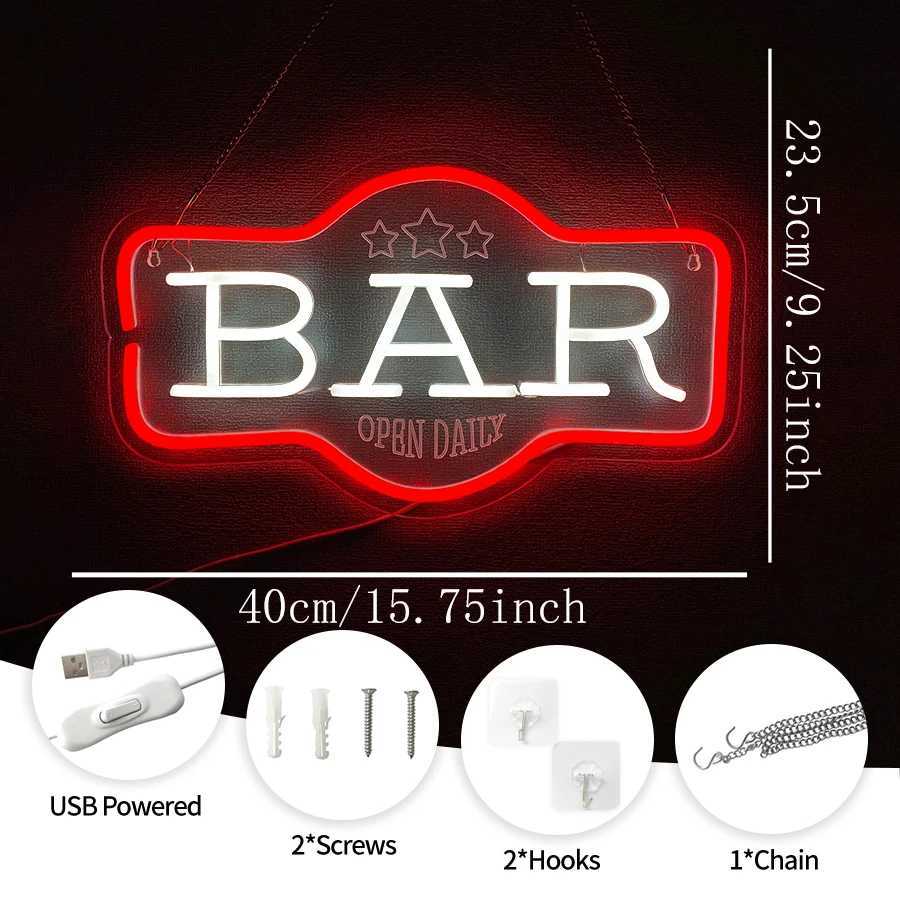 Bar Neon Sign 3D Carved Icon Bar Door Decor Usb Powered Used For Family Gatherings Holiday Parties Beer Bar Wall Lights H251201
