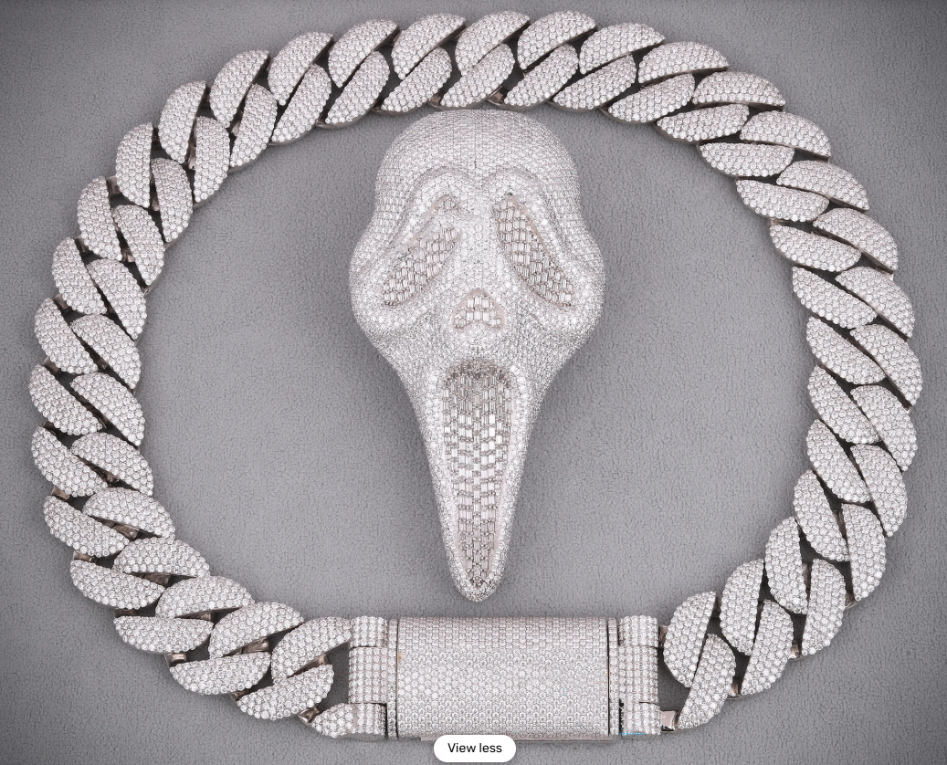 925 Silver Moissanite Iced Out Scream Mask Pendant Hip Hop Bling Baguette Ghost Face Charm Necklace for Men Jewelry