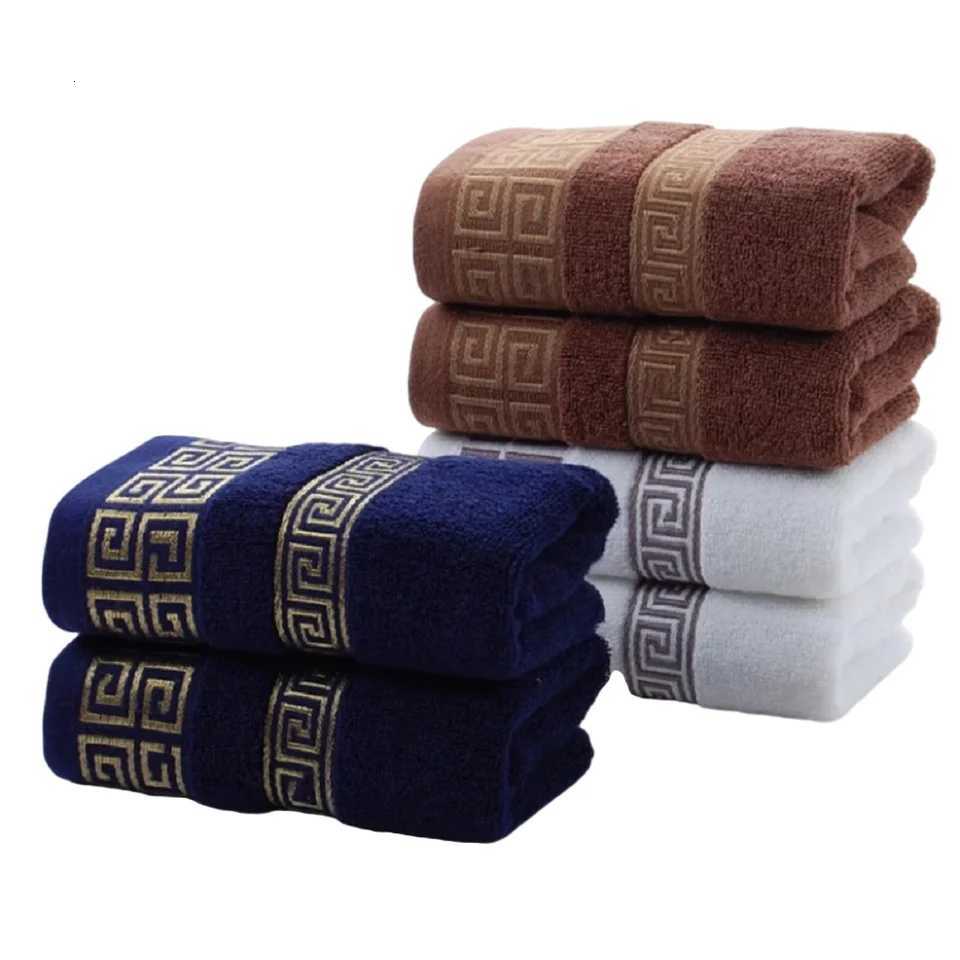 Towel 2pcs Black Cotton Towels 34x74cm/70x140cm Embroidered Hotel Bathroom Towels For Adult Quick-Dry Thicken Soft Face Bath Towels Y251202