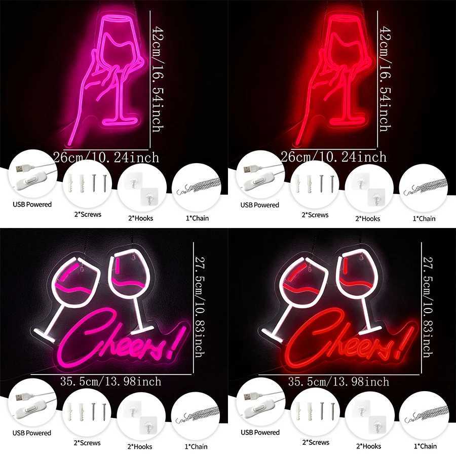 Cheers Led Neon Sign Art Icon Of Wine Glass Used For Table Decor Wall Lamp In Bars Bachelor Parties Clubs And Man Caves H251201