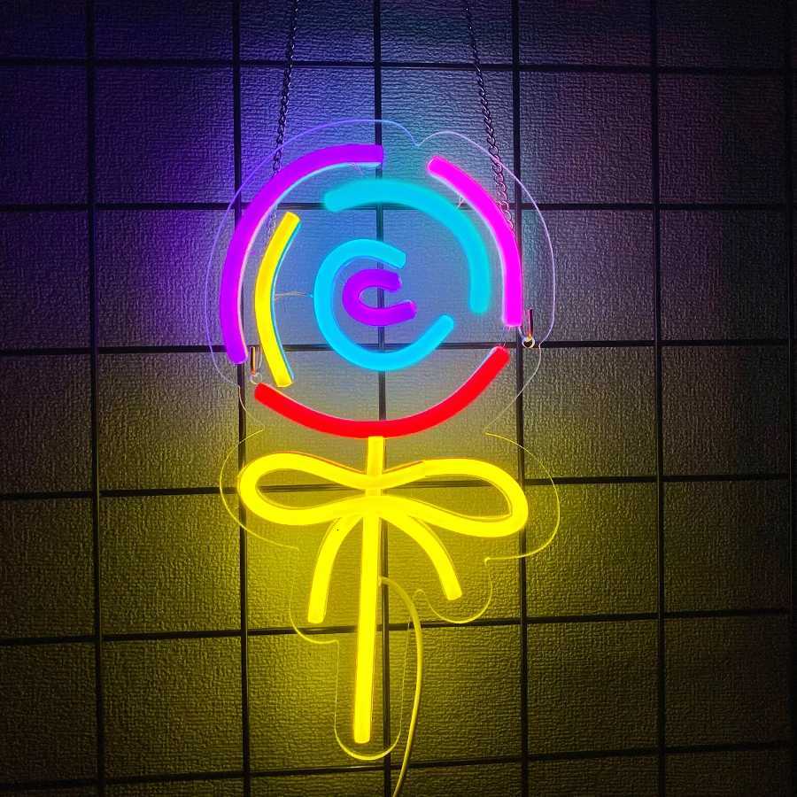 Candy Neon Signs Lollipop Led Icons Birthday Parties Teenagers Bedrooms Candy Shops Halloween Decor Girls Gifts H251201