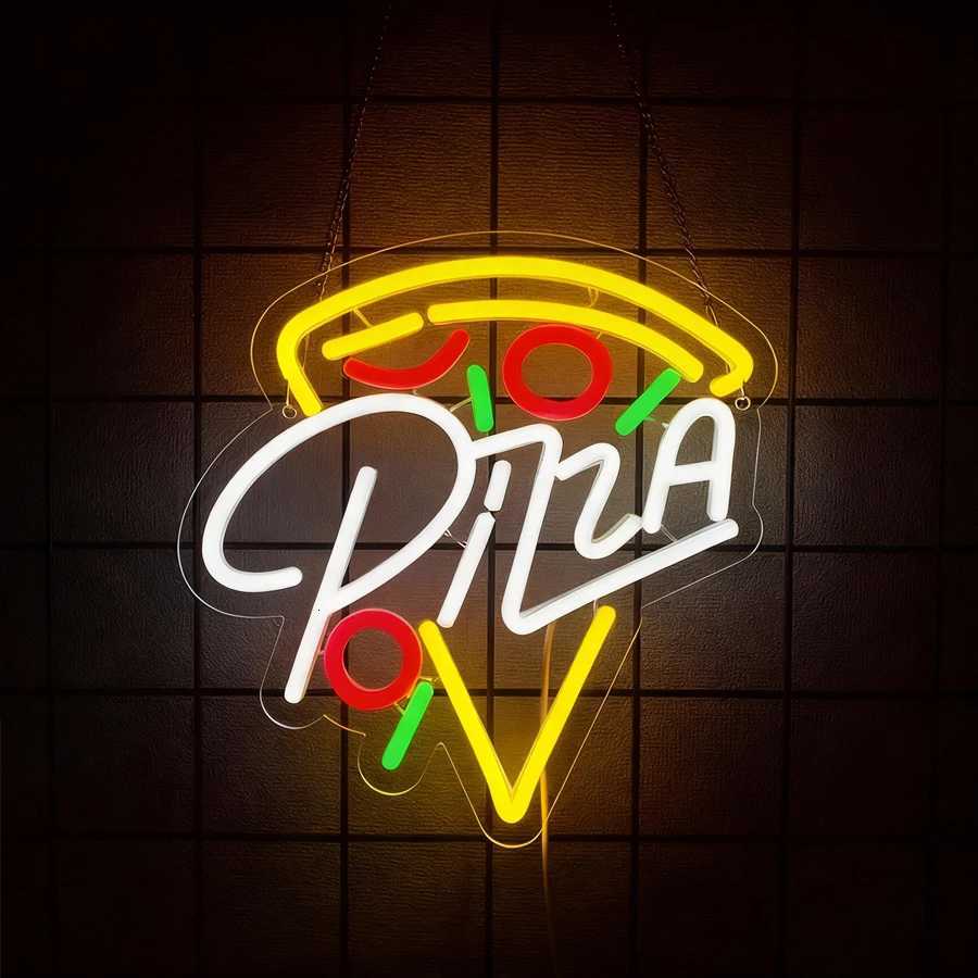 Fast Food Led Neon Sign Gourmet Pizza Icon Family Restaurant Recreation Room Food Theme Party Decor Pizza Lovers Gifts H251201