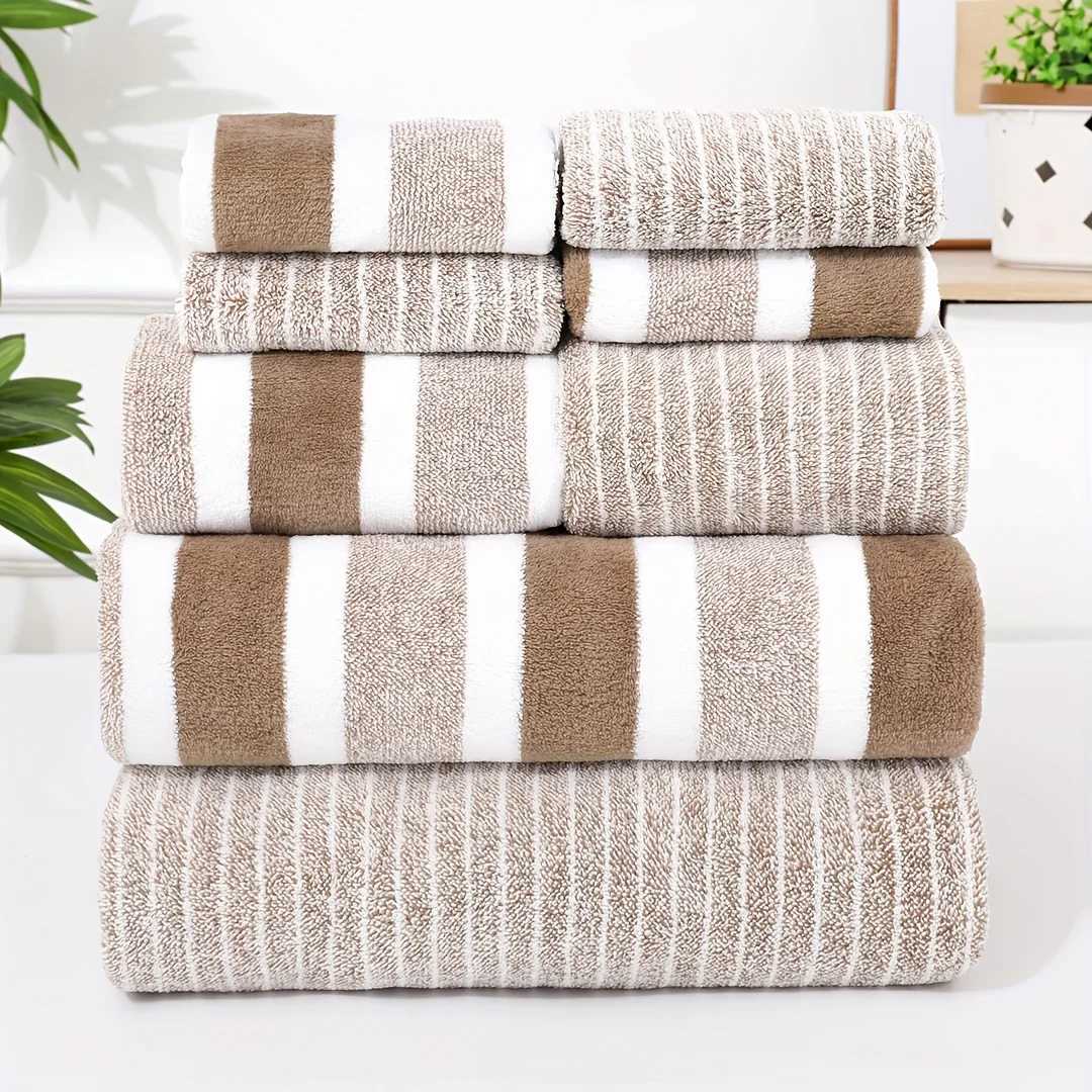 Towel 8-piece set of soft coral velvet towels suitable for bathroom travel and school use Y251202