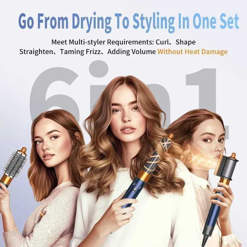 6 in 1 Hair Styler High-Speed Negative Ion Hair Dryer Mti Hair Styler Professional Blow Dryer B for Curling Gift for Wen C251202