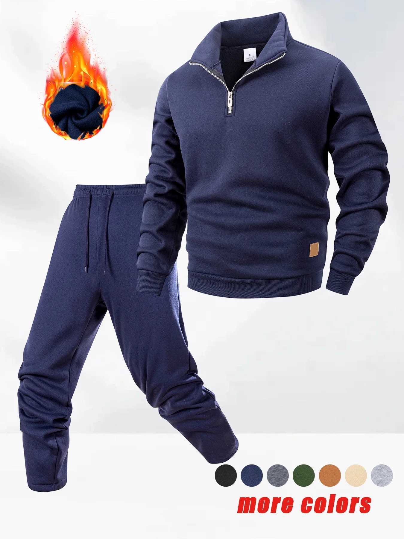 Mens TracksuitsSweatpants Two Pieces Suits 2025 Zipper Stand Collar Sweatshirt Daily Casual Fitness Jogging Sports Pants Sets W251202